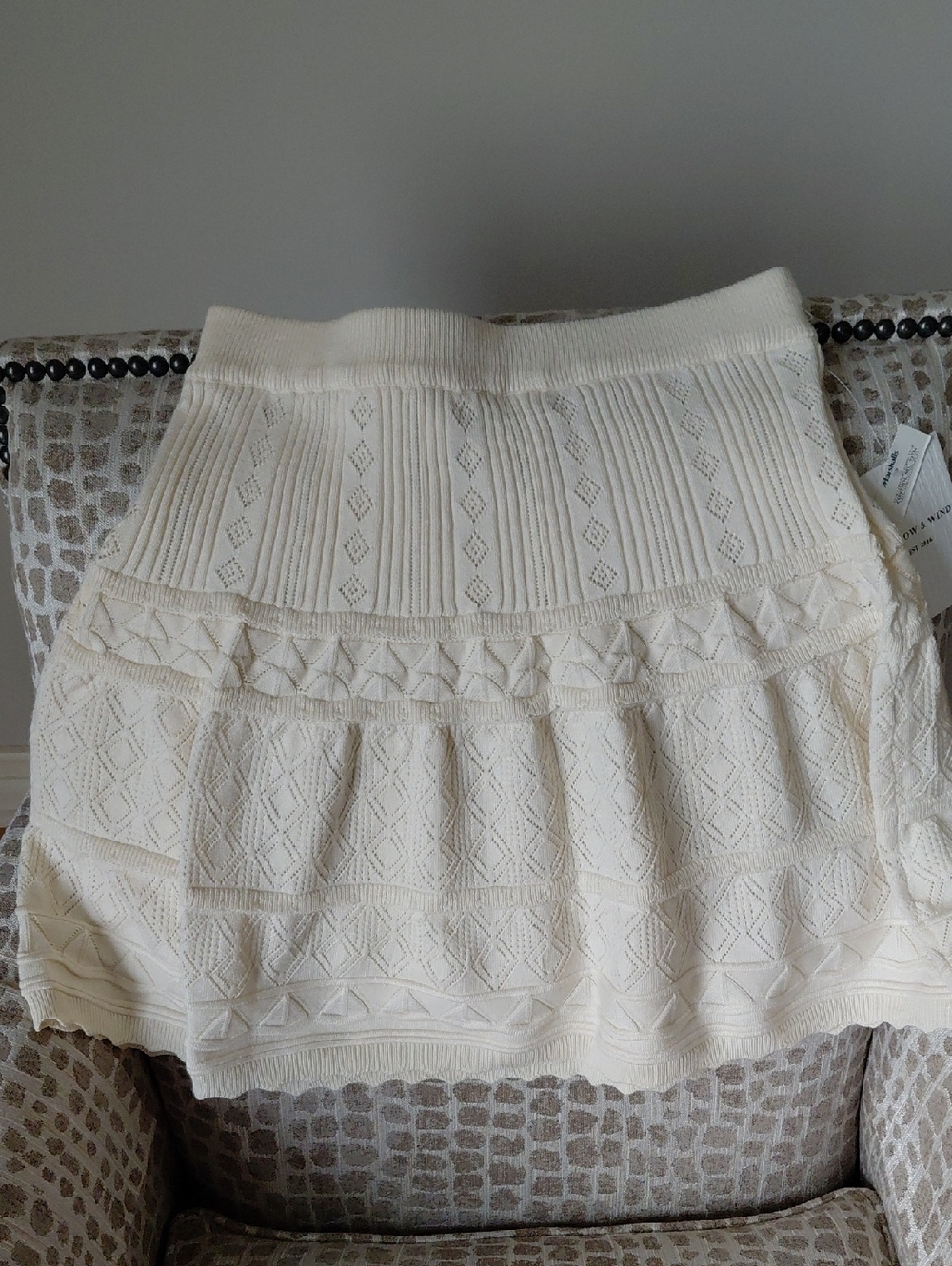 Cream Knit Mini Skirt